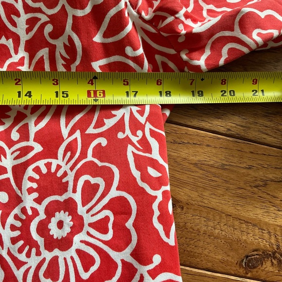 Gretchen Scott Designs Orange and White Floral and Striped Pattern Shirt, Med - Picture 5 of 6